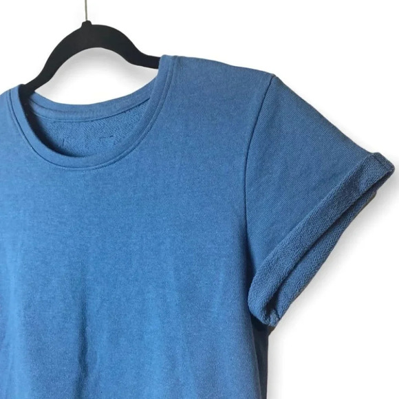 Alphalete Teal Blue Cropped Crewneck Sweater Tee - Picture 4 of 6